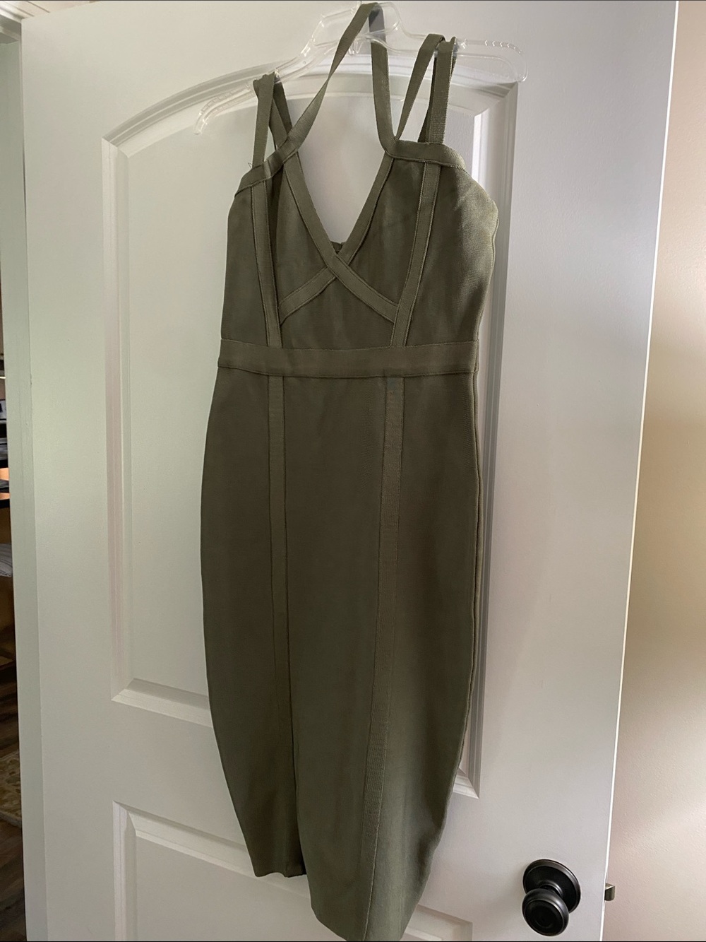 Olive Green Strappy Sheath Dress